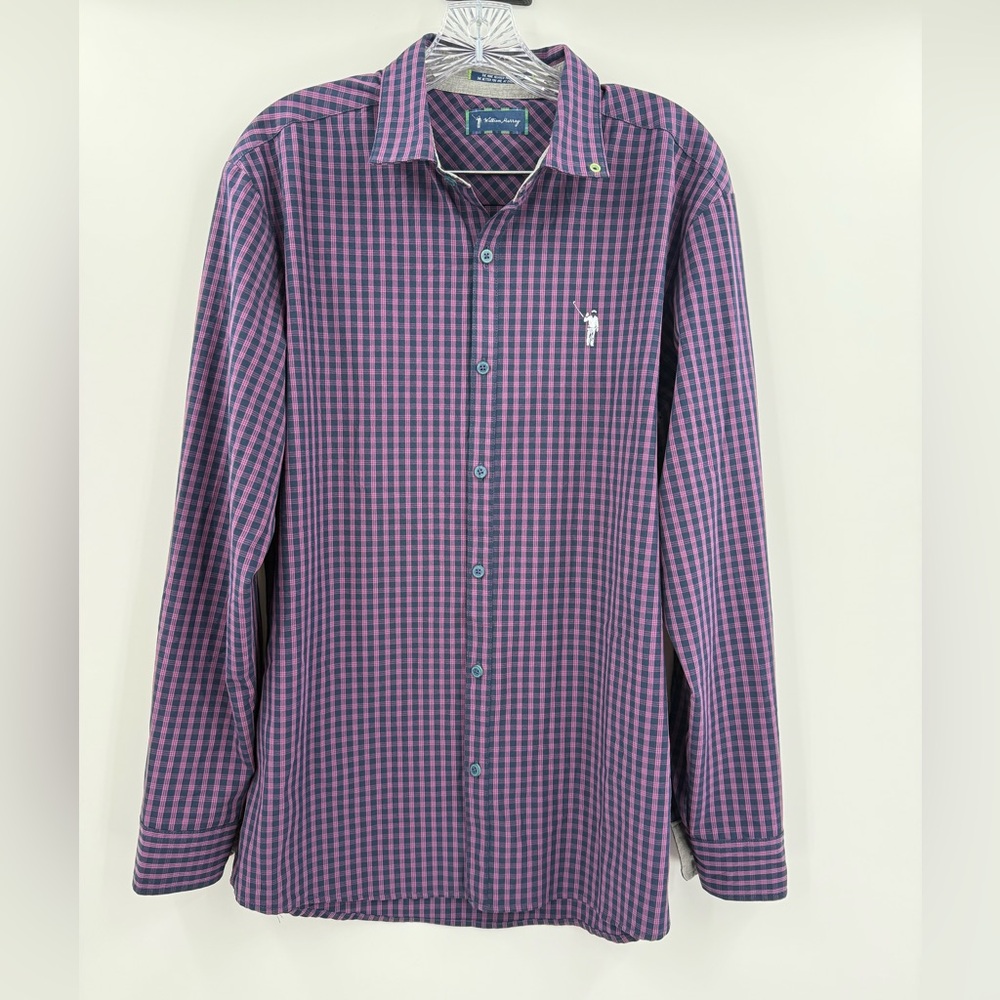 WILLIAM MURRAY Vented Purple Long Sleeve Button-Up Golf Shirt Men's‎ Medium